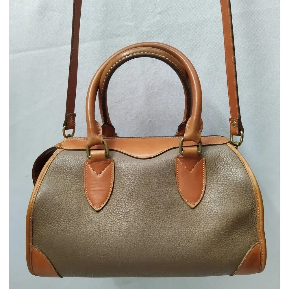 Dooney & Bourke Taupe Tan Pebbled Leather Doctor Satchel Bag - VTG Made in USA